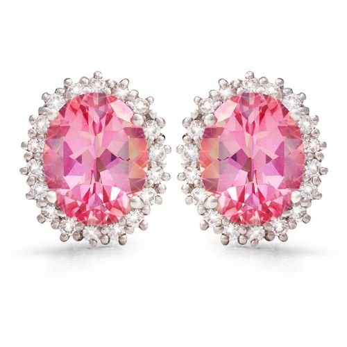 Par de Brinco em Prata 925 com Topázios Rosa e Topázios Brancos 168513