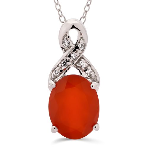 Pingente em Prata 925 Com Cornalina e Topázio Branco 170028