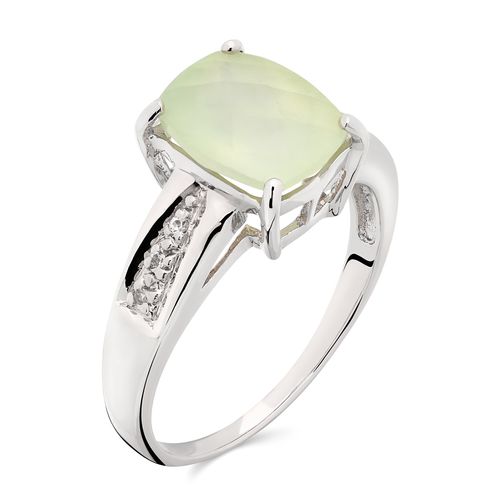 Anel em Prata 925 Com Prenita e Topázio Branco 171781