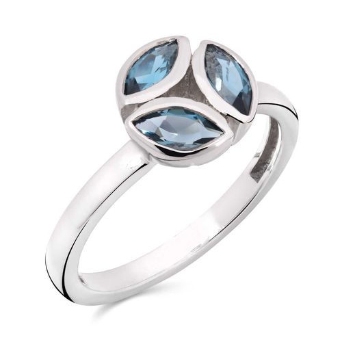 Anel em Prata 925 Redondo com Topázios London Blue 175835