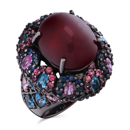 Anel Linha Premium em Prata 925 com Rubi, Safiras Azuis e Rosas,Topázios e London Blue 175964