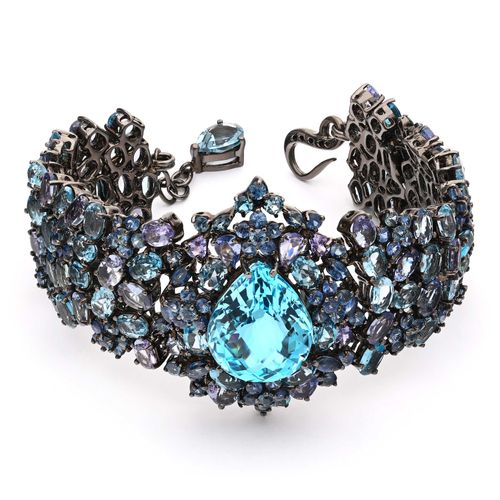 Pulseira Linha Premium em Prata 925 com Topazios Azuis, Safiras Azuis e Tanzanitas 175282