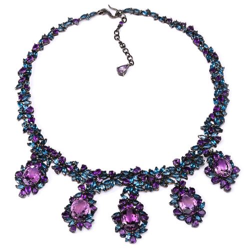 Colar Linha Premium em Prata 925 com Ametistas, Safiras Azuis, e Topazios London Blue 176550