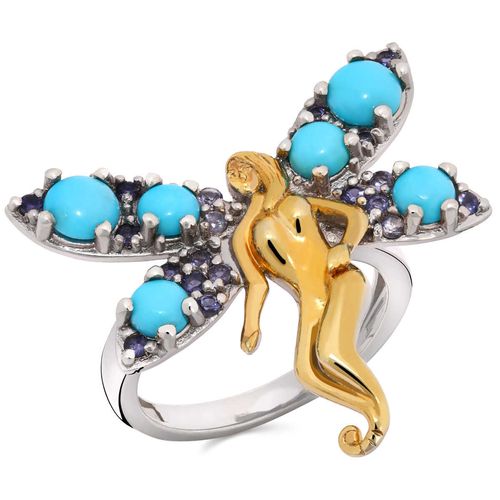 Anel em Prata 925 Fada com Turquesas Sleeping Beauty e Iolitas 182423