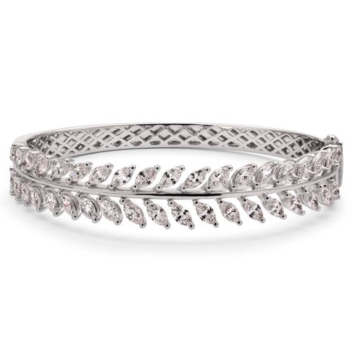 Bracelete em Ouro Branco 18k Folhas com 38 Diamantes Brancos Aprox. 5,55 cts 191478