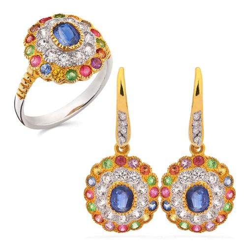 Anel e Brinco Linha Premium em Prata 925 com Mix de Pedras 184328