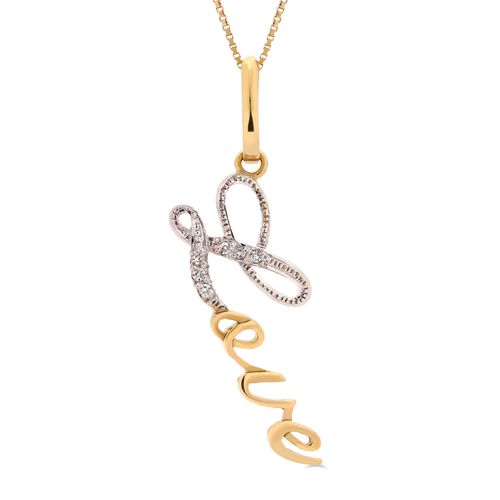 Pingente Love em Ouro Amarelo 18k com Diamantes 184962