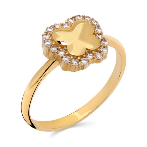 Anel em Ouro Amarelo 18k Borboleta com Zircônia 189951