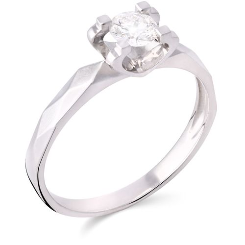 Anel em Ouro Branco 18k Solitário com Diamante 190385