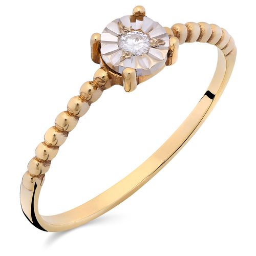 Anel em Ouro Amarelo 18k Solitário com Diamante 190762