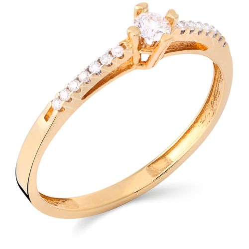 Anel em Ouro Amarelo 18k Solitário com Diamante 190767
