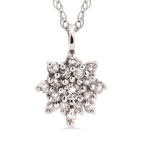 Pingente em Ouro Branco 18k Floquinho com Diamantes 189914