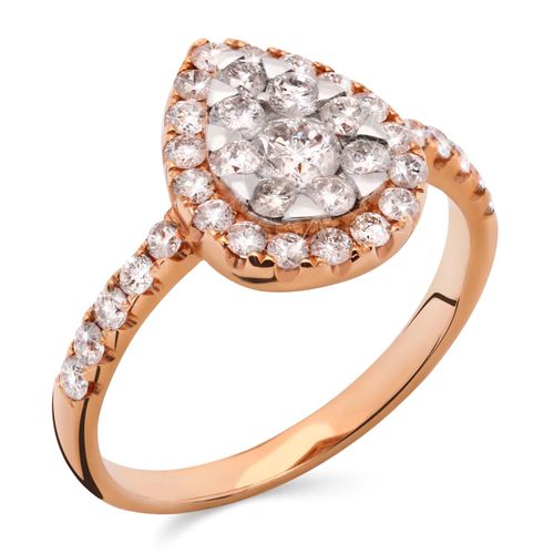 Anel em Ouro Rose 18k Gota com Diamantes Brancos 191468