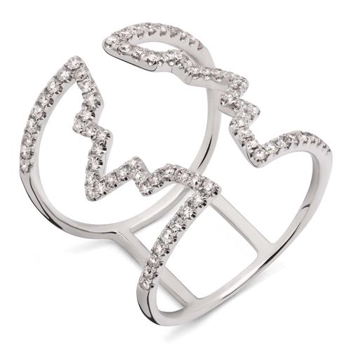 Anel de Ouro Branco 18k com Diamantes 191474