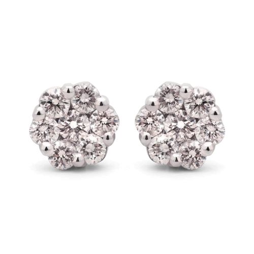 Par de Brinco em Ouro Branco 18k Florzinha com Diamantes 191499