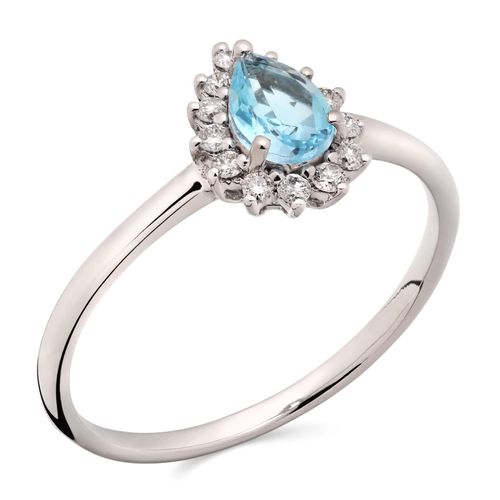 Anel em Ouro Branco 18k com Topazios Azuis e Diamantes 191519