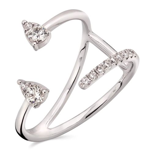 Anel de Ouro Branco 18k com Diamantes 191512