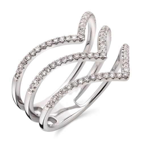 Anel de Ouro Branco 18k com Diamantes 191513 Anel de Ouro Branco 18k com Diamantes 191513