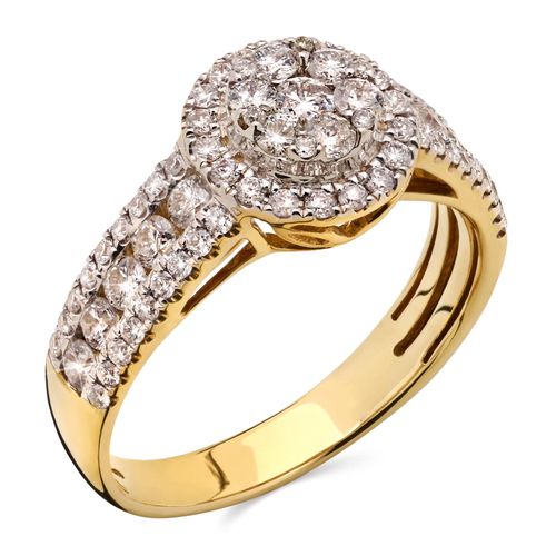 Anel em Ouro Amarelo 18k Com Diamantes 191524