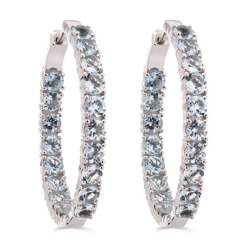 Argola em Prata 925 com Água Marinha 192747 Argola em Prata 925 com Água Marinha 192747