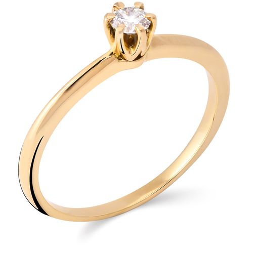 Anel em Ouro Amarelo 18k Solitário com Diamantes VS1 192983