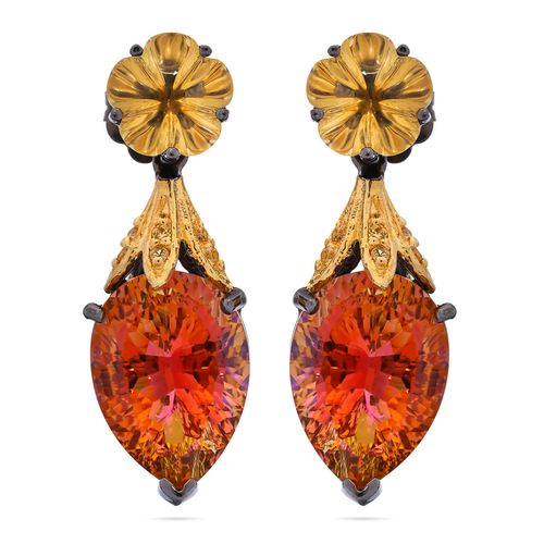 Par de Brinco Linha Premium em Prata 925 com Topázios Misticos, Citrinos e Safiras Amarelas 195049