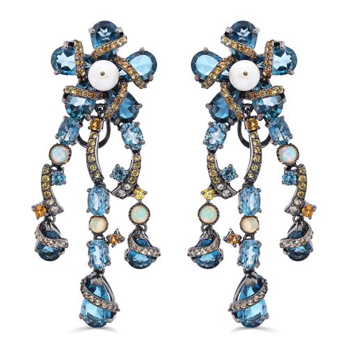 Par de Brinco Linha Premium em Prata 925 com Mix de Pedras 195094