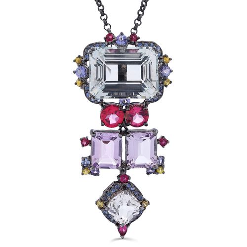 Pingente Linha Premium em Prata 925 com Mix de Pedras Naturais 195134