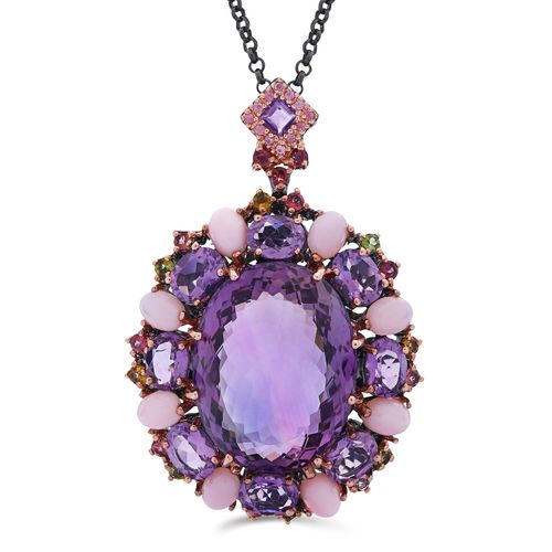 Pingente Linha Premium em Prata 925 com Ametistas e Mix de Pedras 195140