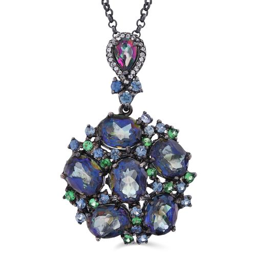 Pingente Linha Premium em Prata 925 comTopázios Misticos,Granadas Verdes e Safiras Azuis 195163