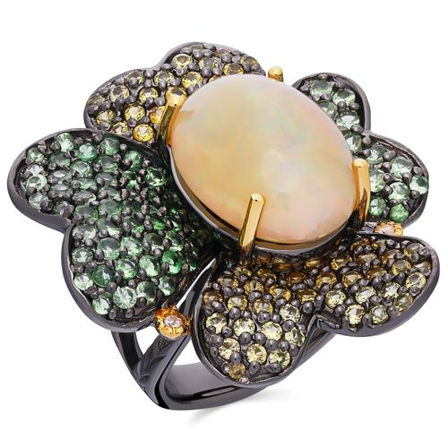 Anel Linha Premium em Prata 925 com Com Opalas e Mix de Pedras 195440