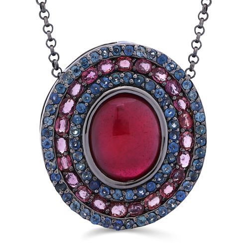 Pingente Linha Premium em Prata 925 Com Rubi e Safira Azul 195501