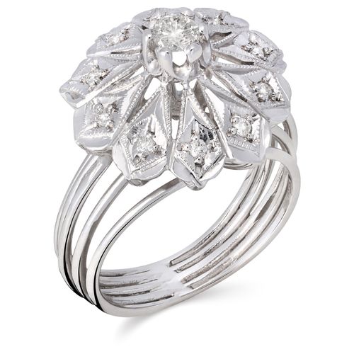 Anel em Ouro Branco 18K com  Diamantes 197064