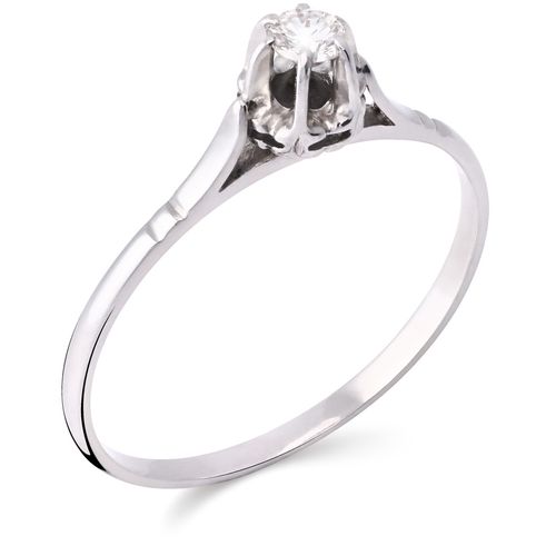 Anel em Ouro Branco 18k Solitário com Diamante 197797