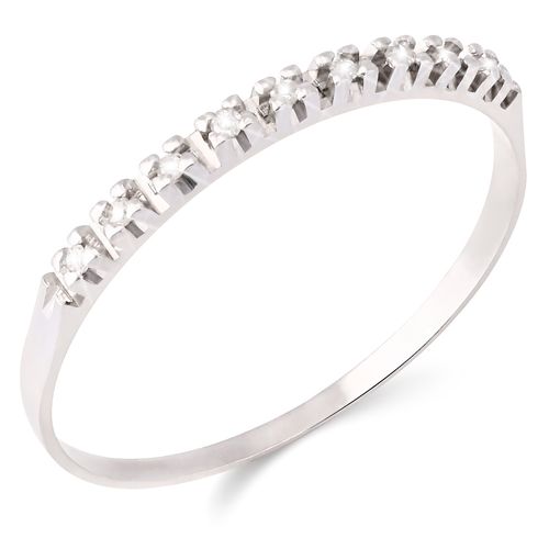 Meia Aliança Ouro Branco 18k com 9 Diamantes 197931