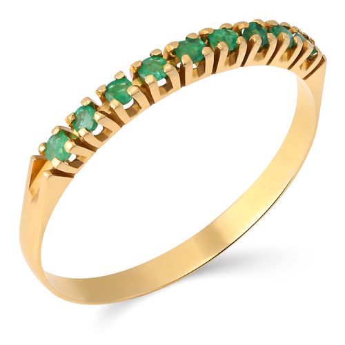 Meia Aliança em Ouro Amarelo 18k com Esmeralda 197954