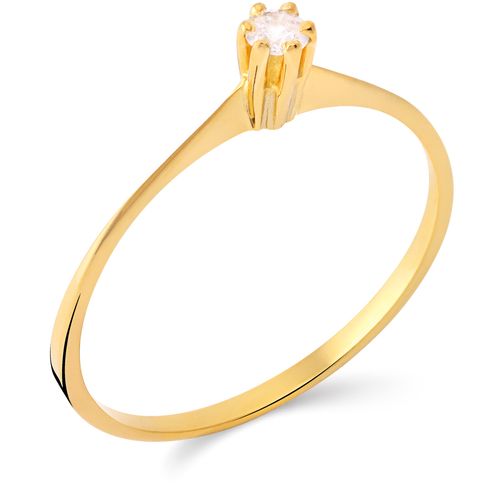 Anel em Ouro Amarelo 18k Solitário com Diamante 197962