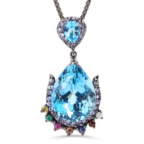 Pingente Linha Premium em Prata 925 com Topazio Azul e Mix de Pedras 198090