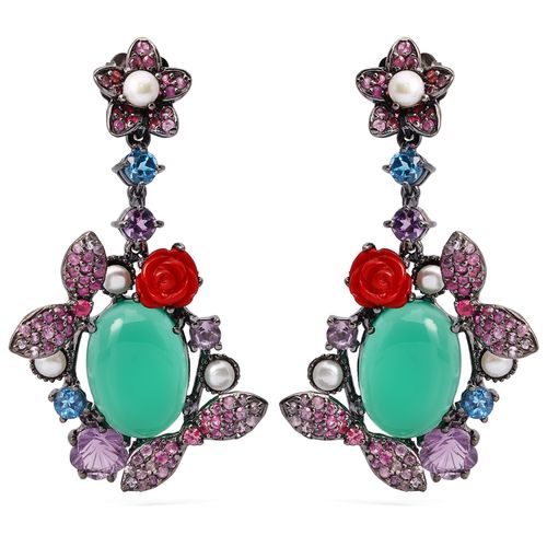 Par de Brinco Linha Premium em Prata 925 com Caldedonia e Mix de Pedras Naturais 198093