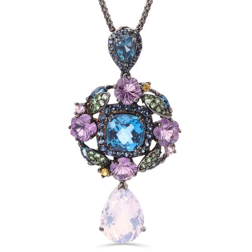 Pingente Linha Premium  em Prata 925 com Quartzo Lavanda e Mix de Pedras Naturais 198099