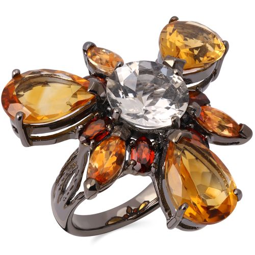 Anel Linha Premium em Prata 925 com Citrino e  Mix de Pedras Naturais 198107