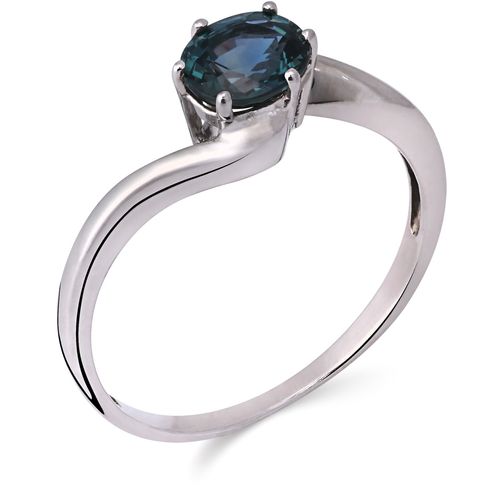 Anel Solitário em Prata com Safira Verde 156138