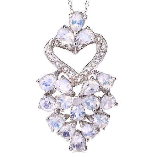 Pingente em Prata 925 com Pedras da Lua e Topazios Brancos 168266