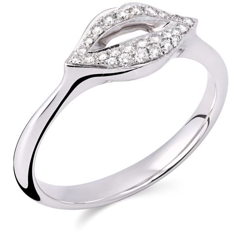 Anel em Ouro Branco 18k Boca com Diamantes 108761