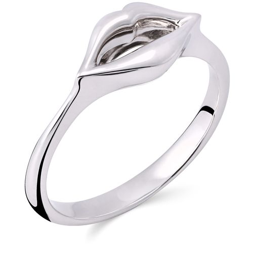 Anel em Ouro Branco 18k Boca 108762