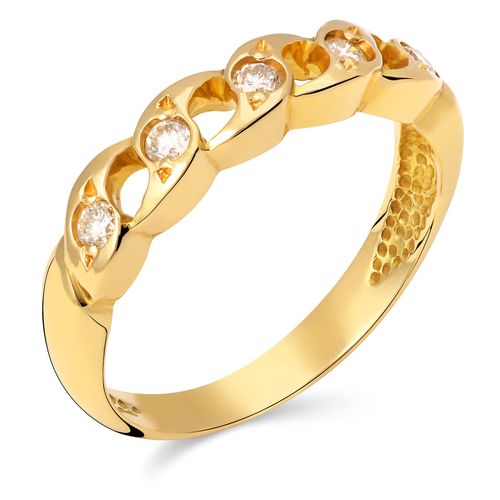 Meia Aliança de Ouro Amarelo 18k com Diamantes 109827