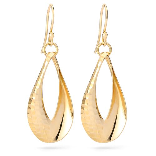 Par de Brinco em Ouro Amarelo 18k Gota Martelado 111695