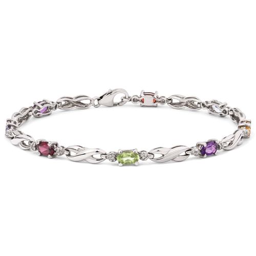 Pulseira de Prata 925 com 8 Pedras Brasileiras 123016