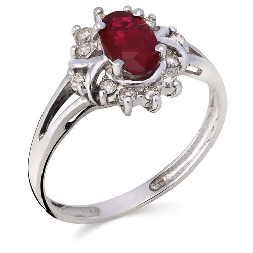 Anel em Ouro Branco 18 k com Rubi 124959