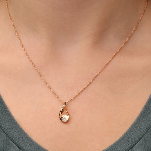 Pingente em Ouro Rose 18k com Diamantes Negros e Diamantes Brancos 126700